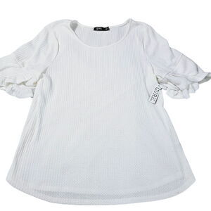 Cure Womens Blouse White Size XL Polyester Blend Stretch 3/4 Bell Sleeve